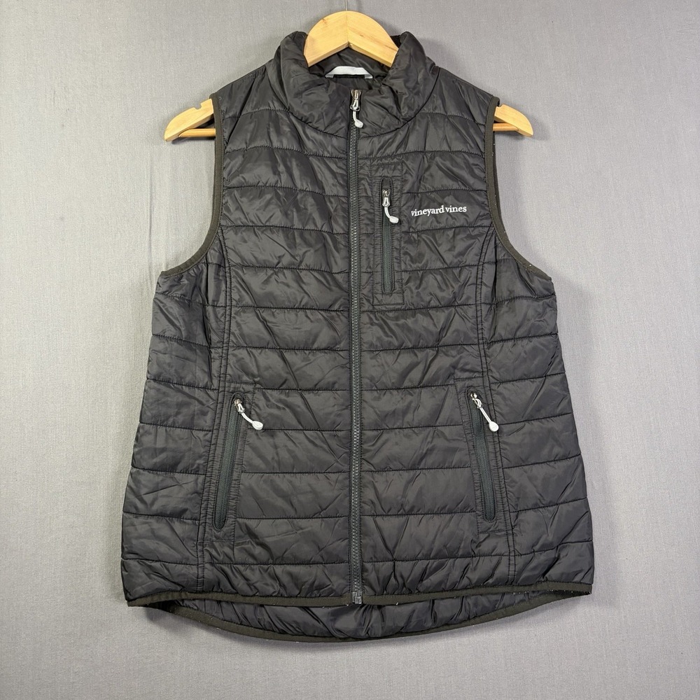 Vineyard Vines  Medium Black Mountain Weekend Puffer Vest Winter Outdoor Casual